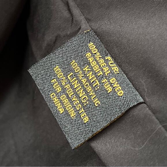 NEW Size Large Metric Units Leopard Print Real Rabbit Fur Bomber Track Jacket - Picture 7 of 8